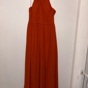Elegant Burnt Orange Halter Maxi Dress